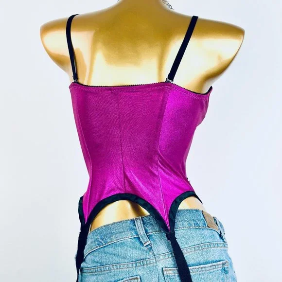 Vintage 90s pink metallic bustier corset top - Picture 7 of 8